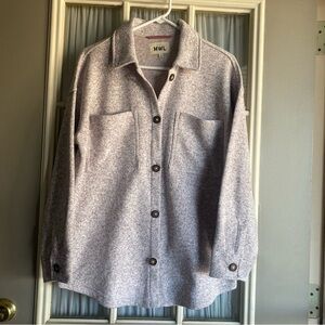 Madewell MWL Recycled Fleece Button-Up Shirt Jacket - Heather Pale Thistle